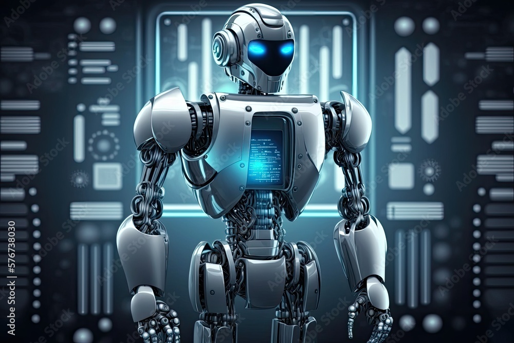 Poster synopsis humanoid robot ai digital technology futuristic cyberspace background internet cyber securi