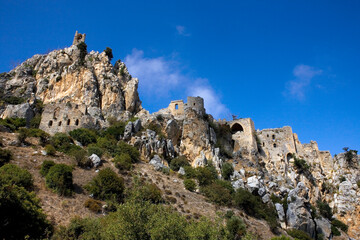 Fototapeta na wymiar The romantic ruins of Saint Hilarion Castle, Northern Cyprus