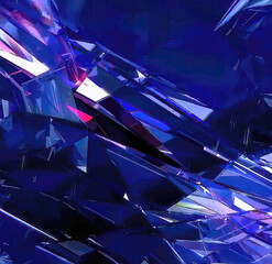 Transparent Crystal Sculpture with Abstract Shapes and Shiny Surface