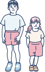 運動着を着た保育園児の兄妹　幼稚園児