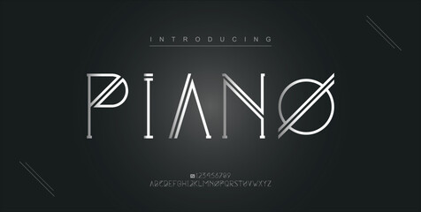 Piano digital modern alphabet new font. Creative abstract urban, futuristic, fashion, sport, minimal technology typography. Simple vector illustration with number