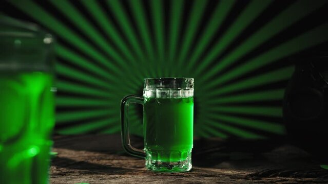 Green beer glass for Saint Patrick day celebration