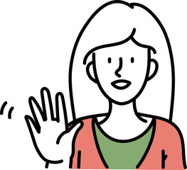 Avatar hand drawn girl character illustration  with hand signal graphic