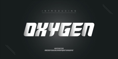 Oxygen digital modern alphabet new font. Creative abstract urban, futuristic, fashion, sport, minimal technology typography. Simple vector illustration with number