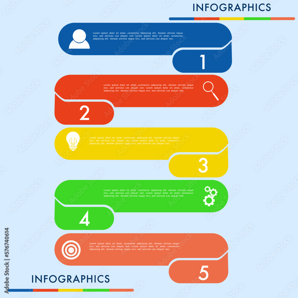 Poster infographic business process steps with 5 options business data visualization with icons, can be use