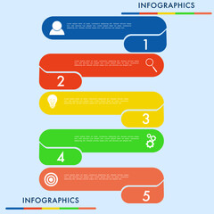 Infographic business process steps with 5 options business data visualization with icons, Can be used as chart, workflow layout, diagram, data visualization, minimalistic web banner.