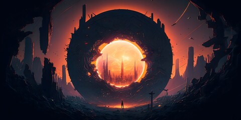 alien city,digital illustration generative AI