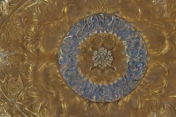 Islamic Golden Textured Fabric for Interior Design.