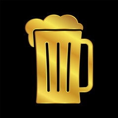 beer icon in gold color, glass of beer logo vector illustration for graphic and web design