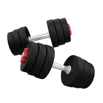adjustable dumbbells isolated.weight training, fitness equipment icon concept. 3d illustration PNG file