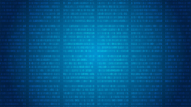 Matrix background. Random binary code. One and zero on blue background.