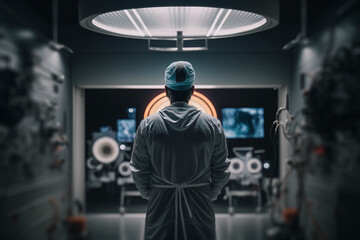 surgeon standing in operation back view generative ai