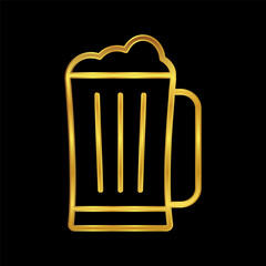 beer icon in gold color, glass of beer logo vector illustration for graphic and web design