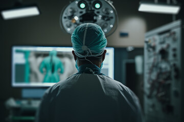 surgeon standing in operation back view generative ai