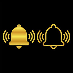 bell icon, notification bell logo vector illustration for graphic and web design, bell icon in gold color