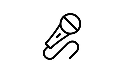 microphone vector icon outline style black and white background, Music industry icon, podcast icon