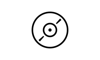 music record disc vector icon outline style black and white background, Music industry icon, podcast icon