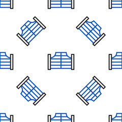 Line Old western swinging saloon door icon isolated seamless pattern on white background. Colorful outline concept. Vector
