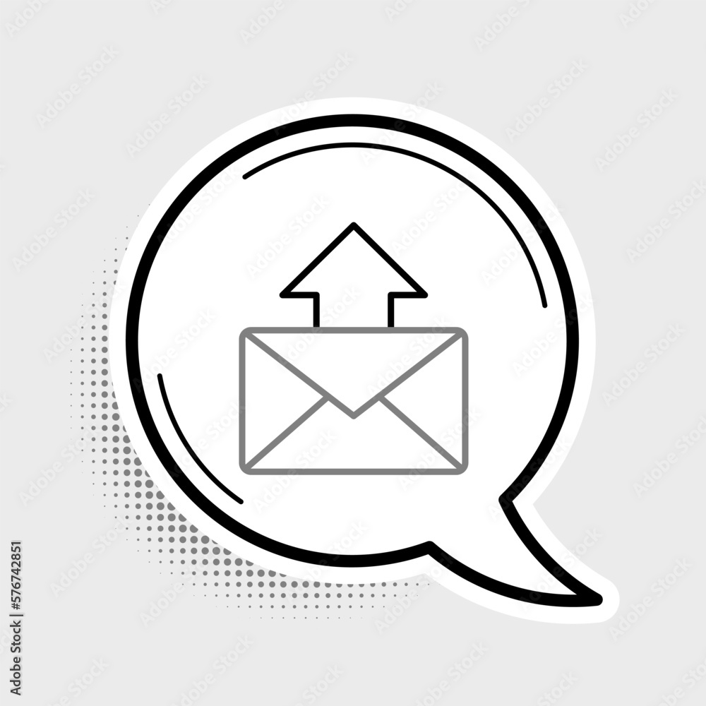 Poster line mail and e-mail icon isolated on grey background. envelope symbol e-mail. email message sign. c