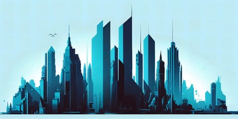 urban panorama cityscape,digital illustration generative AI