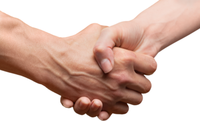 Business handshake and business people on background