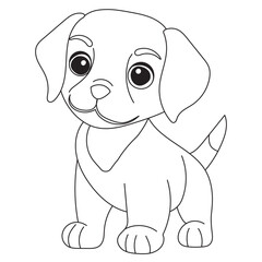 puppy, dog coloring book for children isolated vector