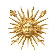 "Sun King" emblem on a gate of the castle of Versailles in France / transparent background
