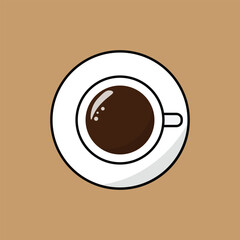 cup of coffee with foam. Minimalistic cup of latte. Cappuccino, view from above. Top View. Minimal Design Poster flat vector illustration.