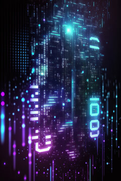 Background of binary code symbols showing programming codes. Generative AI