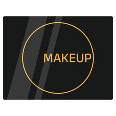 Make-up color eyeshadow palette. Closed makeup eye shadow kit container top view. Realistic vector illustration