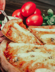 Four Cheese Pizza with Rustic Ingredients – Top View