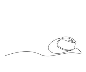 Continuous one line drawing of cowboy hat. Simple cowboy hat line art vector illustration.  