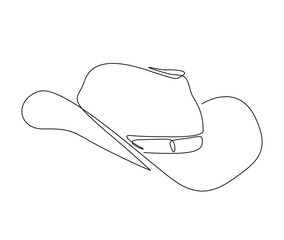 Continuous one line drawing of cowboy hat. Simple cowboy hat line art vector illustration.  