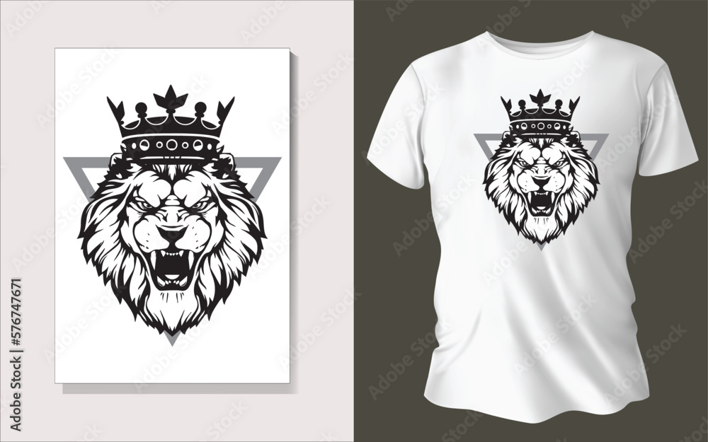 Sticker Black and white tee shirt design animal face