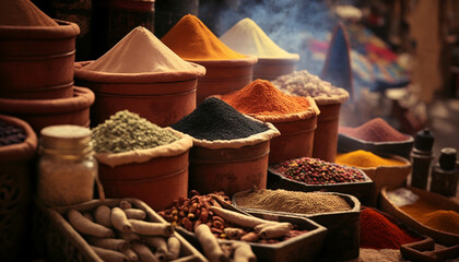 Culinary Inspiration: Spice Market Banner with Copy Space , generated by IA 