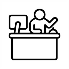 reception desk icon, customer service, thin line symbol for web and mobile phone, vector illustration on white background