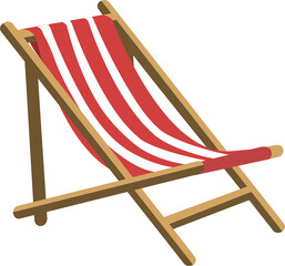 Cartoon object red beach deck chair