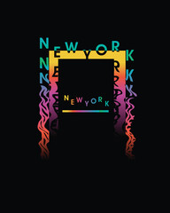 New York Colourful Typography Rainbow colour urban lettering poster design