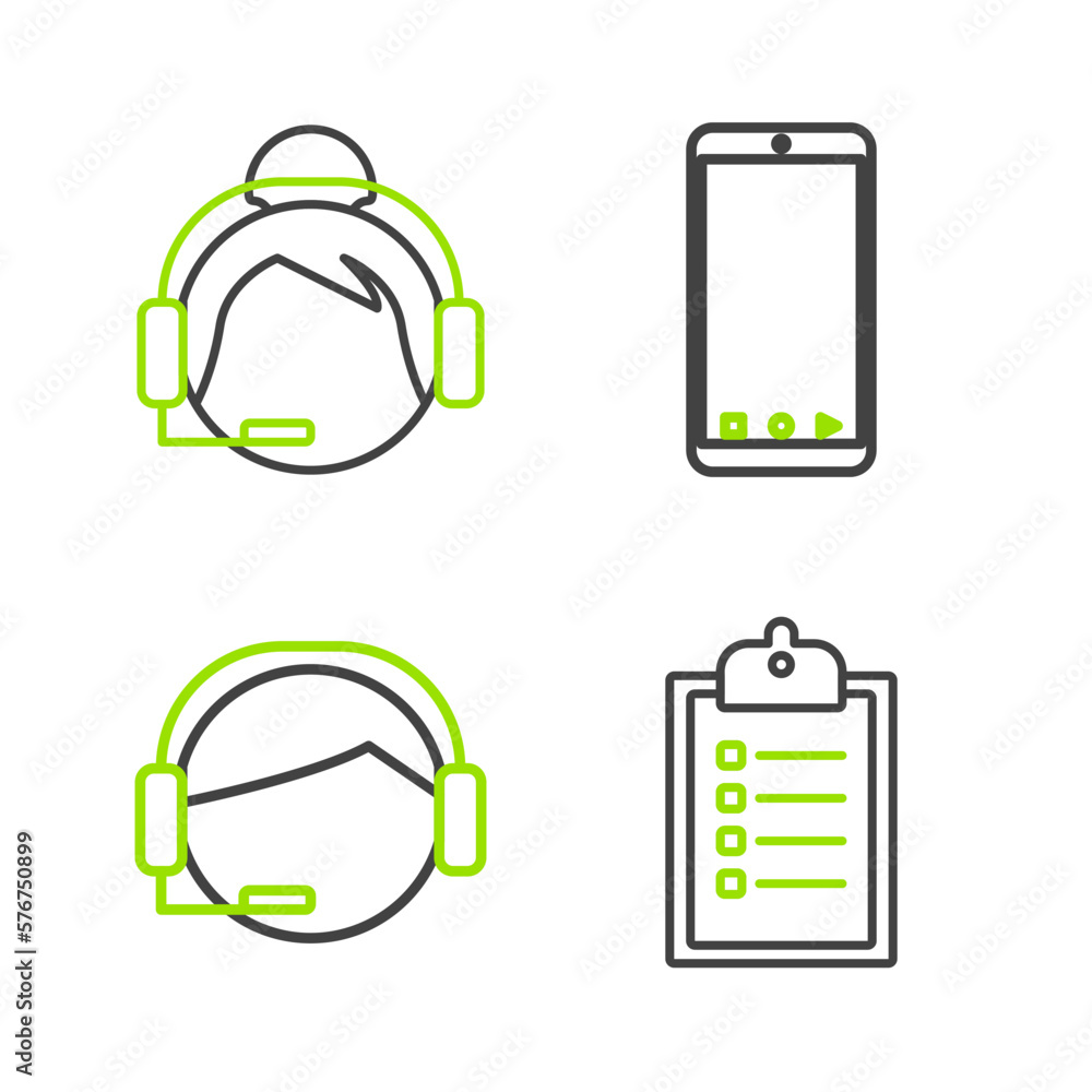 Poster set line verification of delivery list clipboard, support operator in touch, mobile phone with app t