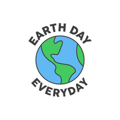 Earth day badge. Save the planet sticker. World Environment Day symbol.