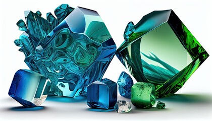 Gemstone Jewellery Sparkling in Blue and Green: An Isolated Globe of Crystals and Diamonds. Generative AI
