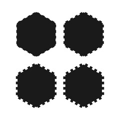 Notch Edge Hexagon Shapes Icon Set
