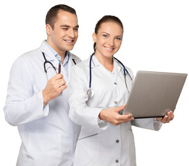 Fototapeta premium Portrait of Doctors Using a Laptop
