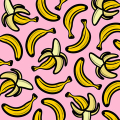 Bananas pattern background set. Collection icons banana. Vector