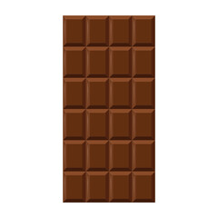 Cartoon milk chocolate bar. Template design for sweets, confectionery, food concept, advertising. Top view. Blocks of cocoa dessert. Vector illustration