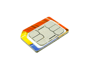 mobile cellular phone micro sim card chip isolated on transparent background.
