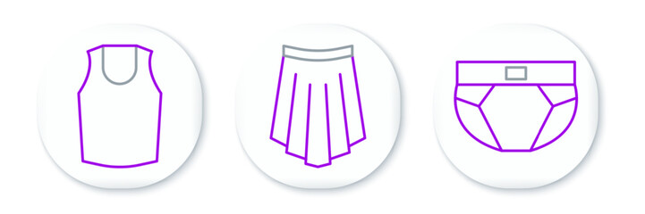 Set line Men underpants, Undershirt and Skirt icon. Vector