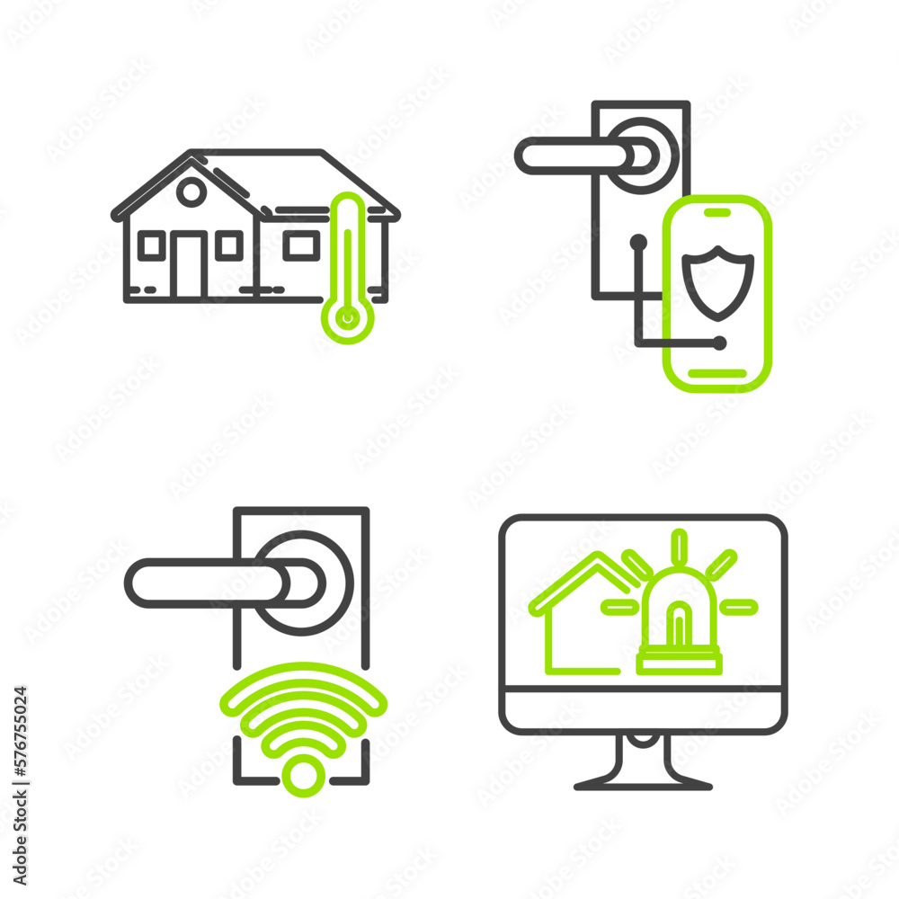 Poster set line computer monitor with smart house and alarm, digital door lock wireless technology for unlo