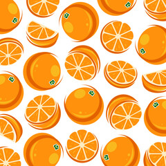 Oranges pattern background set. Collection icons orange. Vector