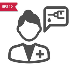 Woman Doctor Icon. Vaccine, Vaccination, Dentist, Pharmacist